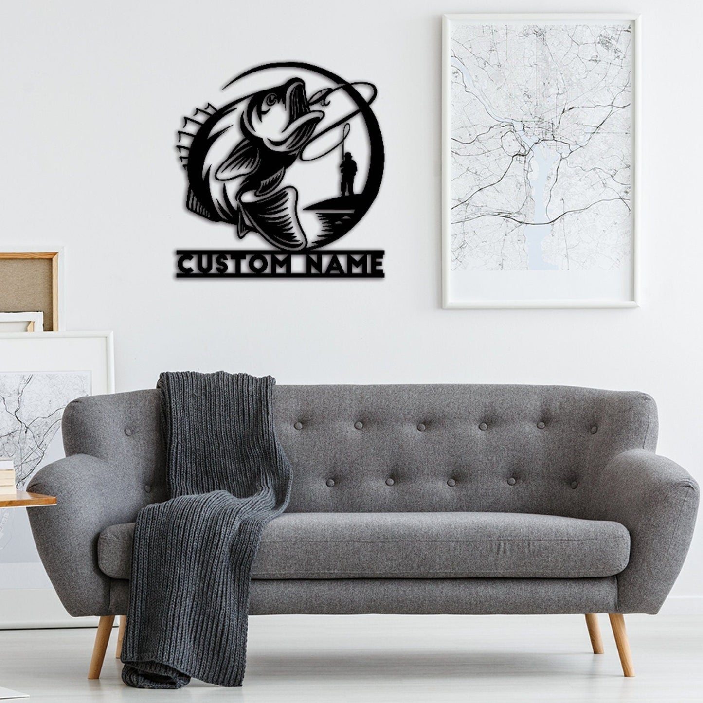 Custom Fishing Metal Sign,Fish name Sign,Gift for Fisherman,Personalized Fish Wall Art,Fishing Wall Decor,Metal Fish Monogram Sign