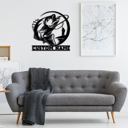 Custom Fishing Metal Sign,Fish name Sign,Gift for Fisherman,Personalized Fish Wall Art,Fishing Wall Decor,Metal Fish Monogram Sign