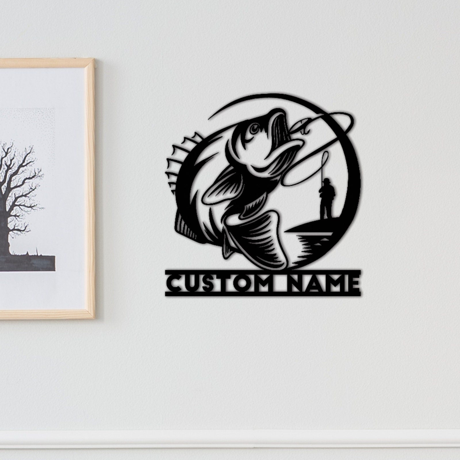 Custom Fishing Metal Sign,Fish name Sign,Gift for Fisherman,Personalized Fish Wall Art,Fishing Wall Decor,Metal Fish Monogram Sign