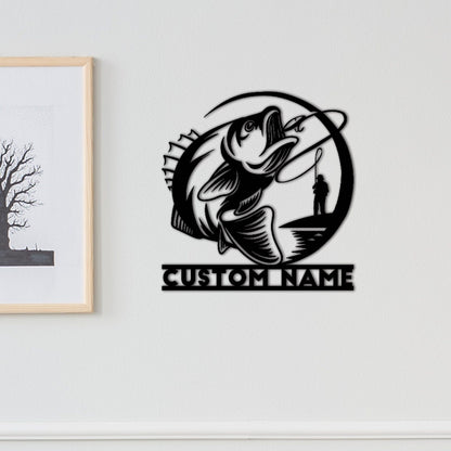 Custom Fishing Metal Sign,Fish name Sign,Gift for Fisherman,Personalized Fish Wall Art,Fishing Wall Decor,Metal Fish Monogram Sign