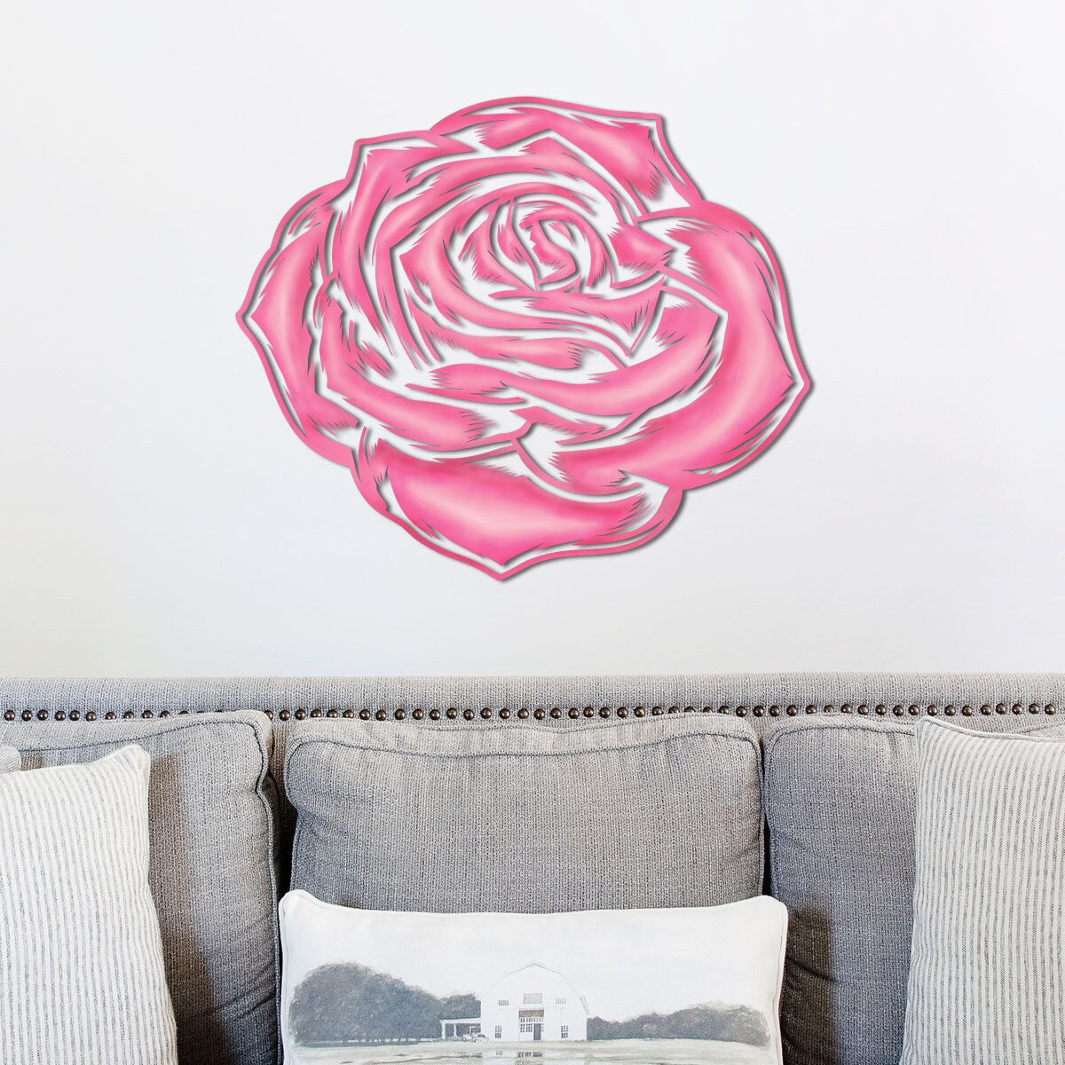 Painted Metal Rose Sign, Rose Sign, Metal Flower Sign, Metal Wall Art, Metal Sign, Housewarming Sign, Outdoor Decor