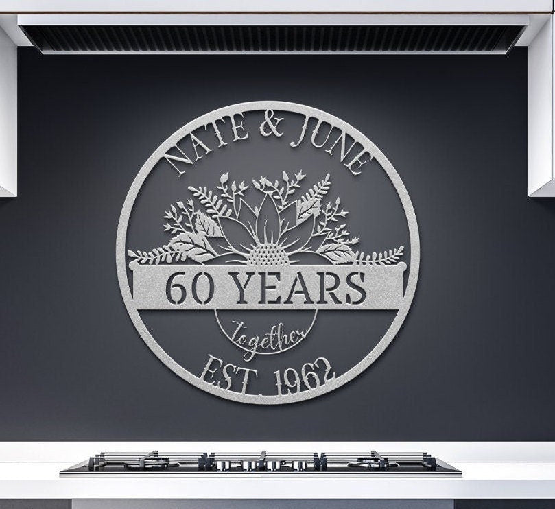 Personalized 60th Anniversary Sign, Gift For Parents, Wedding Anniversary Sign, Parents Anniversary Gift, 60th Anniversary Ornament