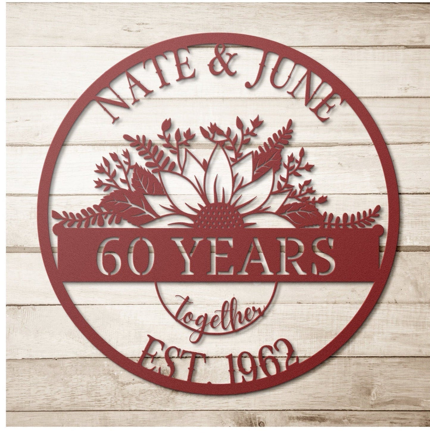 Personalized 60th Anniversary Sign, Gift For Parents, Wedding Anniversary Sign, Parents Anniversary Gift, 60th Anniversary Ornament