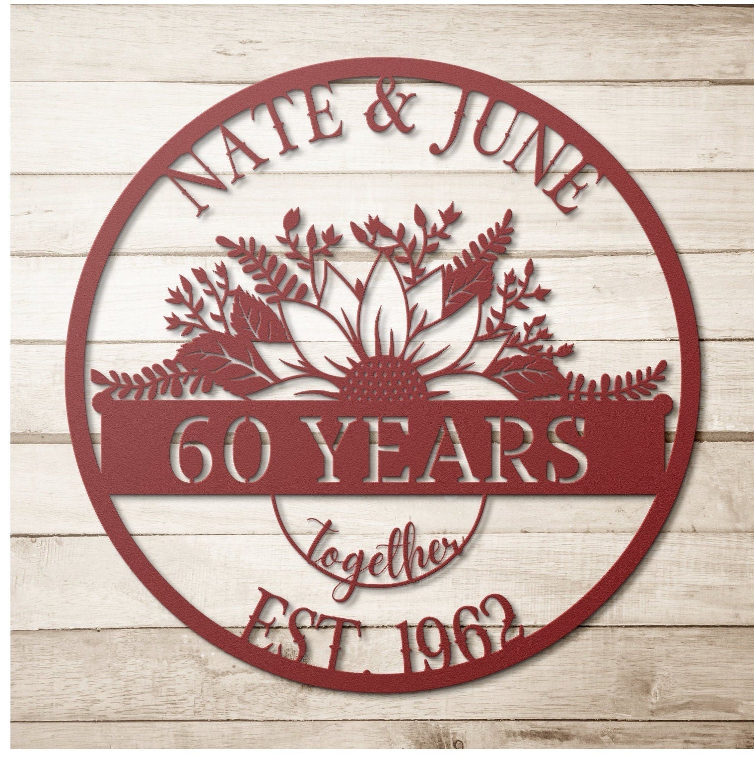 Personalized 60th Anniversary Sign, Gift For Parents, Wedding Anniversary Sign, Parents Anniversary Gift, 60th Anniversary Ornament