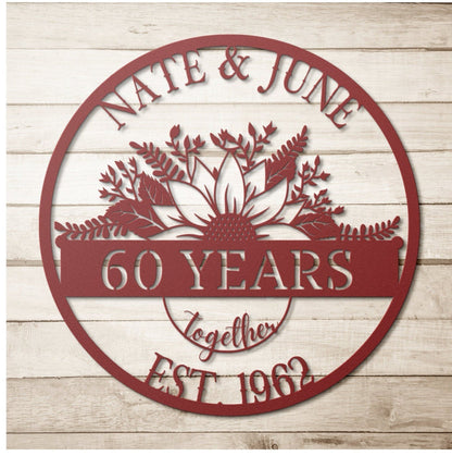 Personalized 60th Anniversary Sign, Gift For Parents, Wedding Anniversary Sign, Parents Anniversary Gift, 60th Anniversary Ornament