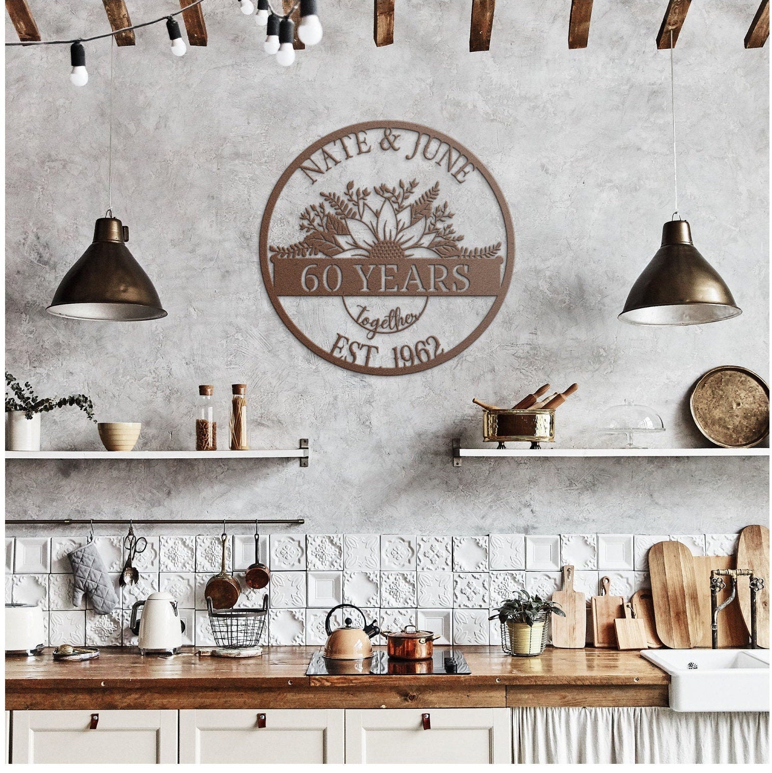 Personalized 60th Anniversary Sign, Gift For Parents, Wedding Anniversary Sign, Parents Anniversary Gift, 60th Anniversary Ornament