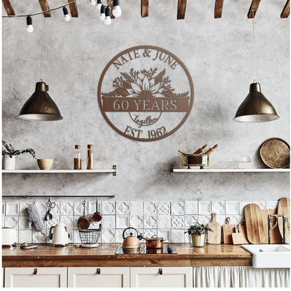 Personalized 60th Anniversary Sign, Gift For Parents, Wedding Anniversary Sign, Parents Anniversary Gift, 60th Anniversary Ornament