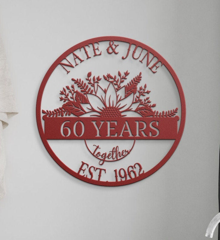 Personalized 60th Anniversary Sign, Gift For Parents, Wedding Anniversary Sign, Parents Anniversary Gift, 60th Anniversary Ornament