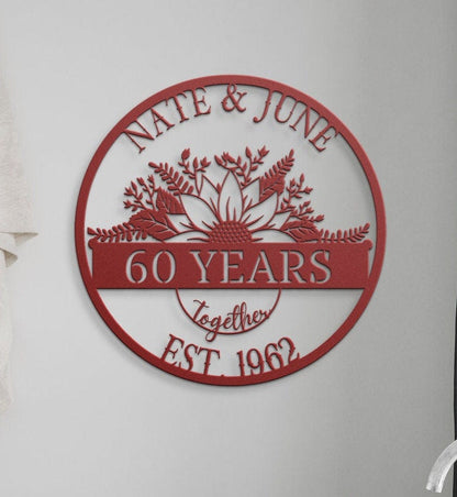 Personalized 60th Anniversary Sign, Gift For Parents, Wedding Anniversary Sign, Parents Anniversary Gift, 60th Anniversary Ornament