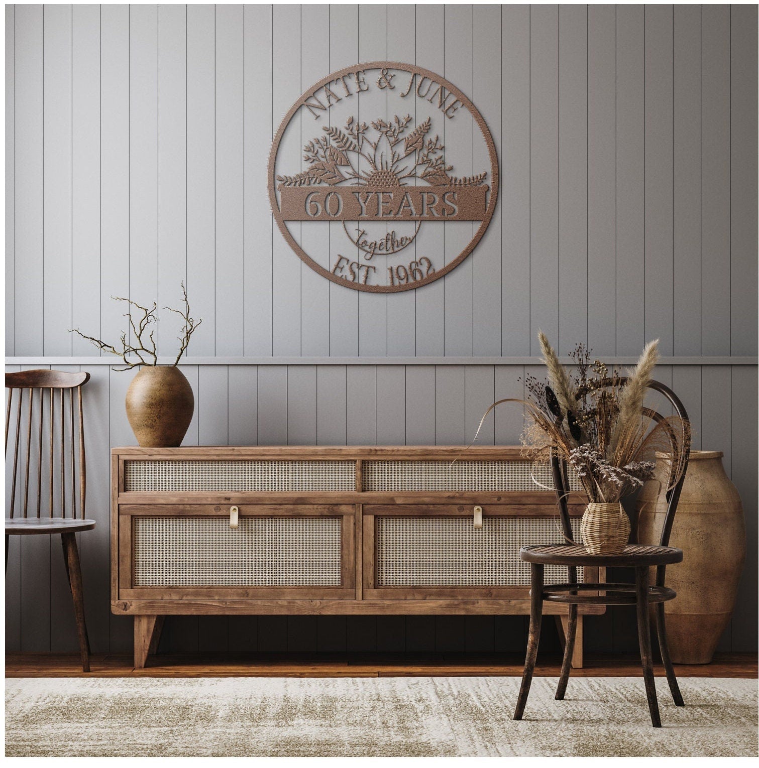 Personalized 60th Anniversary Sign, Gift For Parents, Wedding Anniversary Sign, Parents Anniversary Gift, 60th Anniversary Ornament