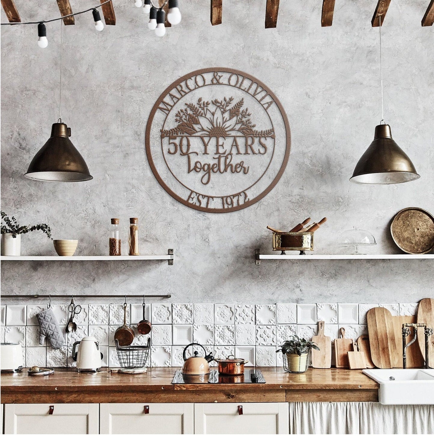 50th Anniversary Gift, Anniversary Gift For Parents, Golden Anniversary, 50 Year Anniversary Sign, Wedding Anniversary Metal Wall Art