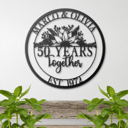 50th Anniversary Gift, Anniversary Gift For Parents, Golden Anniversary, 50 Year Anniversary Sign, Wedding Anniversary Metal Wall Art