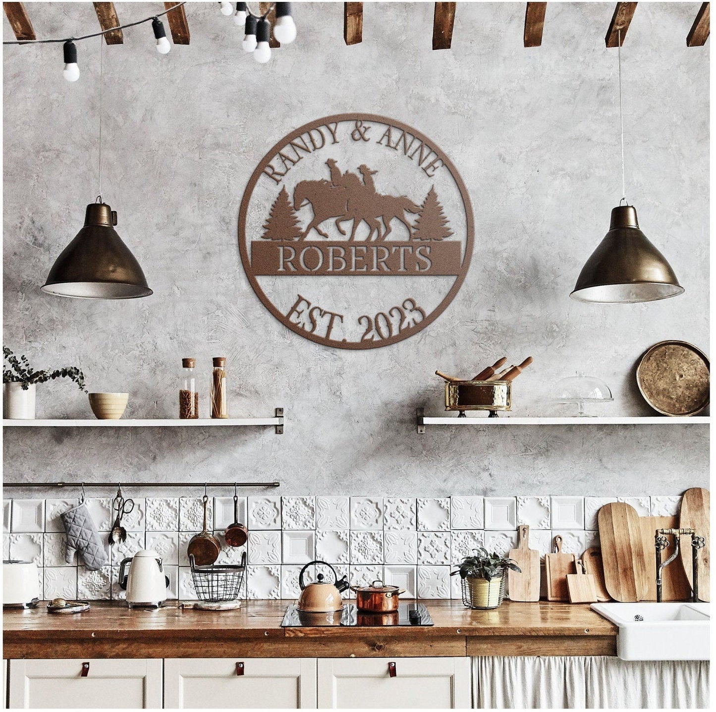 Horse Riding Wedding Sign, Wedding Gift, Last Name Established Sign, Family Name Sign, Metal Horse Sign, Wedding Monogram, Couple Gift