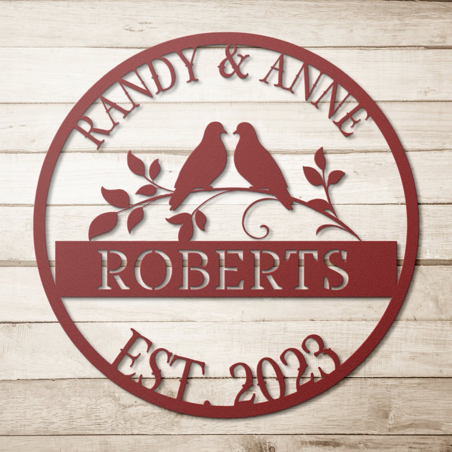 Personalized Wedding Sign, Last Name Established Sign, Family Name Sign, Metal Sign Custom, Couple Gift, Doves Personalized Sign