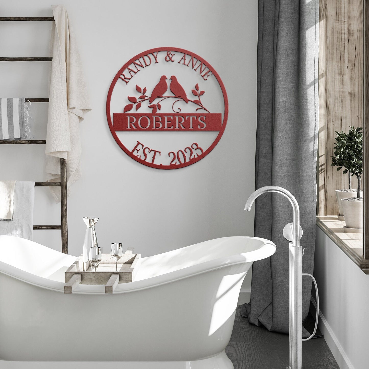 Personalized Wedding Sign, Last Name Established Sign, Family Name Sign, Metal Sign Custom, Couple Gift, Doves Personalized Sign