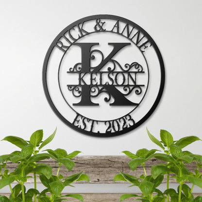 Personalized Wedding Monogram, Last Name Established Sign, Family Name Sign, Monogram Metal Sign , Anniversary Couple Gift Personalized Sign