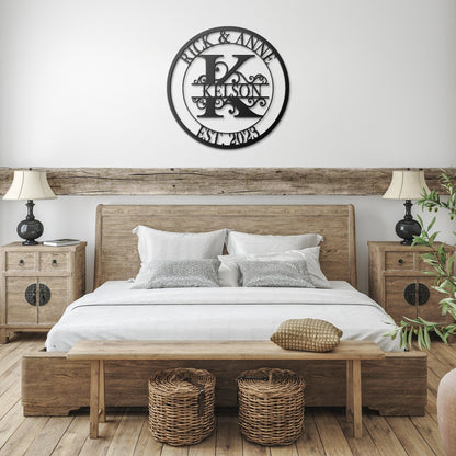 Personalized Wedding Monogram, Last Name Established Sign, Family Name Sign, Monogram Metal Sign , Anniversary Couple Gift Personalized Sign