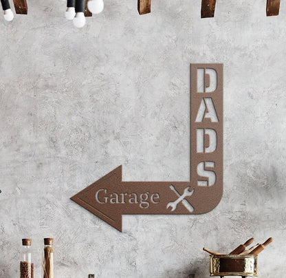 Dads Garage Metal Sign, Fathers Day Metal Art, Personalized Gift for Dad, Dad Name Sign, Fathers Day Gift, Garage Wall Sign, Metal Dad Gift