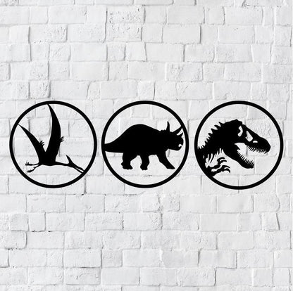 Dinosaur Metal Sign / 3 Dinosaur Metal Wall Decor / kids Dino Signs / Children Home Decor / Dino Home Wall Art Decor