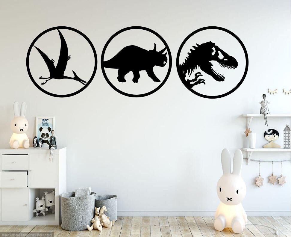 Dinosaur Metal Sign / 3 Dinosaur Metal Wall Decor / kids Dino Signs / Children Home Decor / Dino Home Wall Art Decor
