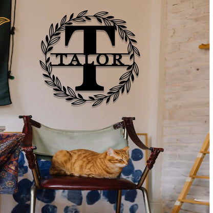 Custom Family Name Metal Sign,Monogram Metal Wall Decor,Personalized Last Name Sign,Wedding Gift,Initial Split Letter Monogram Wall Art