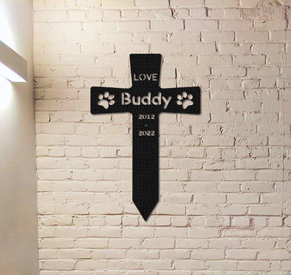 Custom Cross Memorial Stake Sign,Pet Grave Markers Sign, Metal Sign With Stake, Dog Loss Gift,Sympathy Sign, Remembrance Stake, Garden Decor