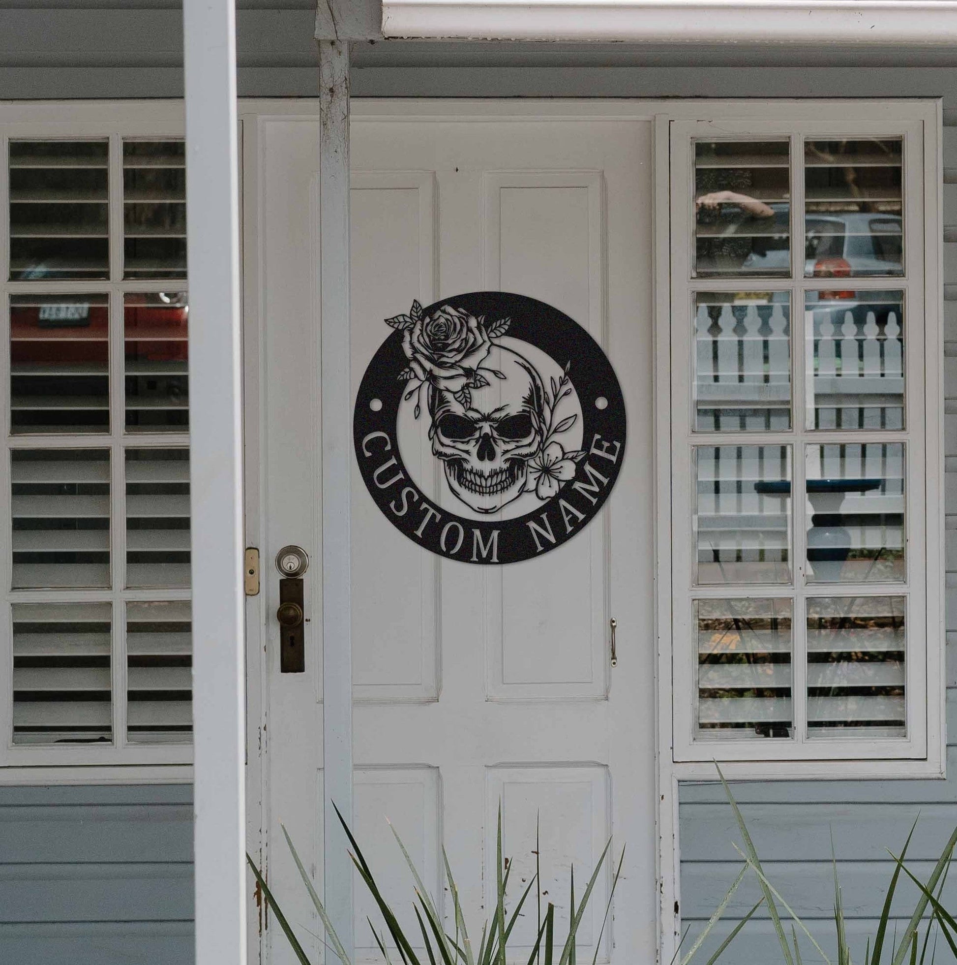 Sugar Skull Metal Sign, Custom Skull Wall Art, Wall Decor, Personalized Sugar Skull Sign Name, Indoor Decor, Skull Lover Gift