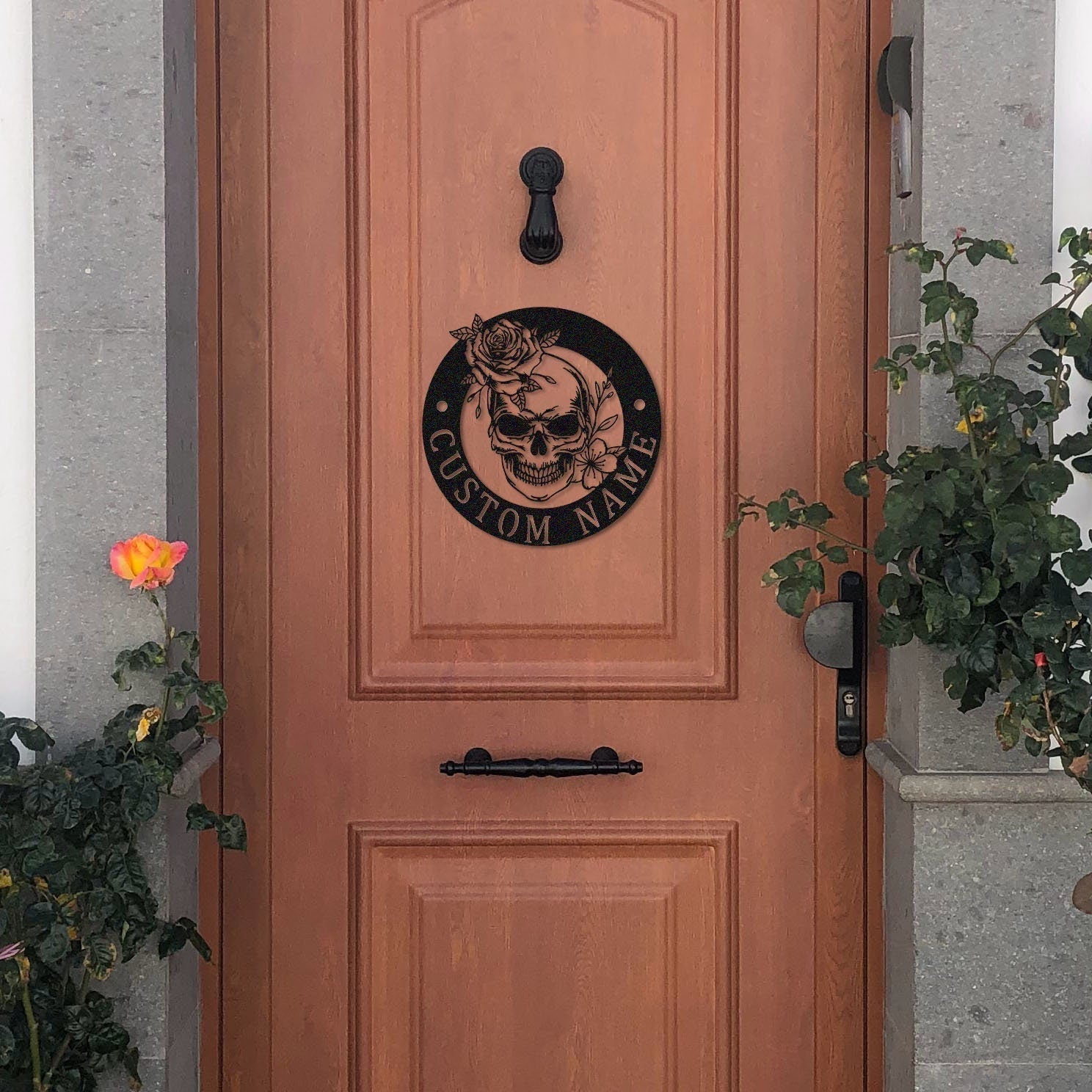 Sugar Skull Metal Sign, Custom Skull Wall Art, Wall Decor, Personalized Sugar Skull Sign Name, Indoor Decor, Skull Lover Gift