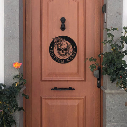 Sugar Skull Metal Sign, Custom Skull Wall Art, Wall Decor, Personalized Sugar Skull Sign Name, Indoor Decor, Skull Lover Gift