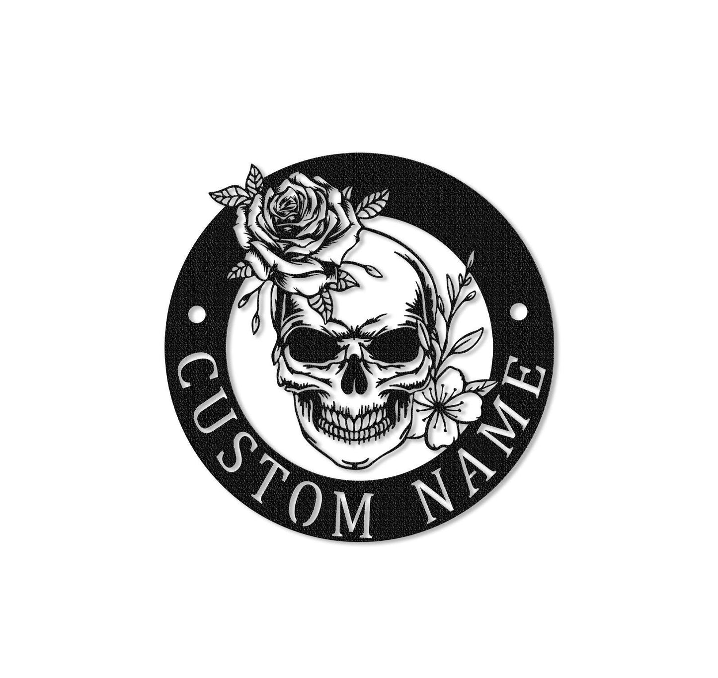 Sugar Skull Metal Sign, Custom Skull Wall Art, Wall Decor, Personalized Sugar Skull Sign Name, Indoor Decor, Skull Lover Gift