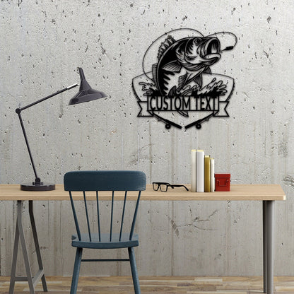 Custom Metal Fish Sign,Fishing Gifts for Men,Personalized Fishing Metal Art,Fisherman Gift,Fish Metal Name Sign,Bass Fishing Metal Monogram