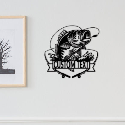 Custom Metal Fish Sign,Fishing Gifts for Men,Personalized Fishing Metal Art,Fisherman Gift,Fish Metal Name Sign,Bass Fishing Metal Monogram