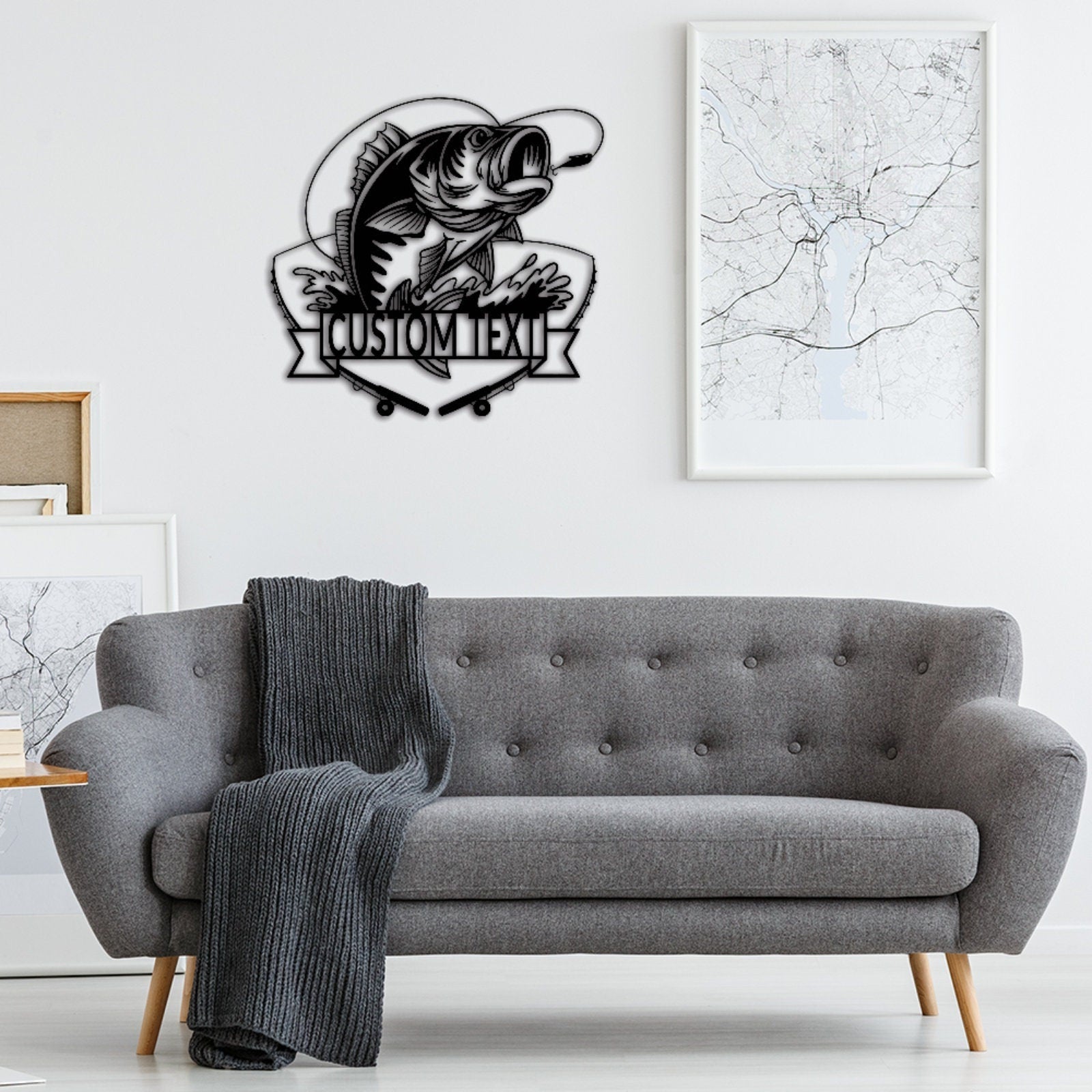 Custom Metal Fish Sign,Fishing Gifts for Men,Personalized Fishing Metal Art,Fisherman Gift,Fish Metal Name Sign,Bass Fishing Metal Monogram