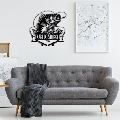 Custom Metal Fish Sign,Fishing Gifts for Men,Personalized Fishing Metal Art,Fisherman Gift,Fish Metal Name Sign,Bass Fishing Metal Monogram