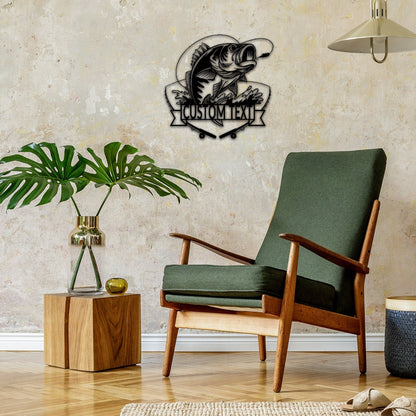 Custom Metal Fish Sign,Fishing Gifts for Men,Personalized Fishing Metal Art,Fisherman Gift,Fish Metal Name Sign,Bass Fishing Metal Monogram