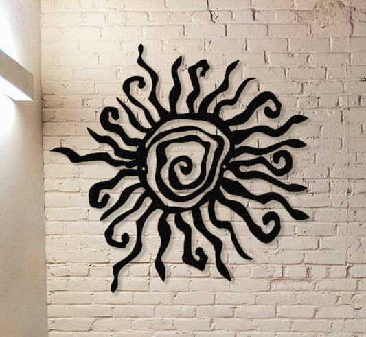 Wacky Sun Metal Sign,Metal Wall Art,Sun Metal Art,Garden Decor,Patio Porch Decor,Outdoor Wall Decor,Home Decor,Whimsical Spiral