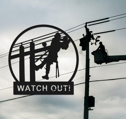 Personalized Lineman Wall art, Custom Lineman Metal Sign, Electrician Gift, Lineman Wall Decor, Line Worker Name Sign, Metal Lineman Art