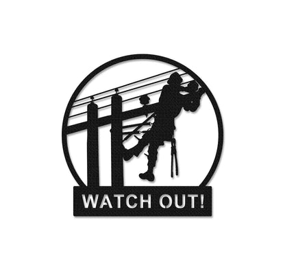 Personalized Lineman Wall art, Custom Lineman Metal Sign, Electrician Gift, Lineman Wall Decor, Line Worker Name Sign, Metal Lineman Art