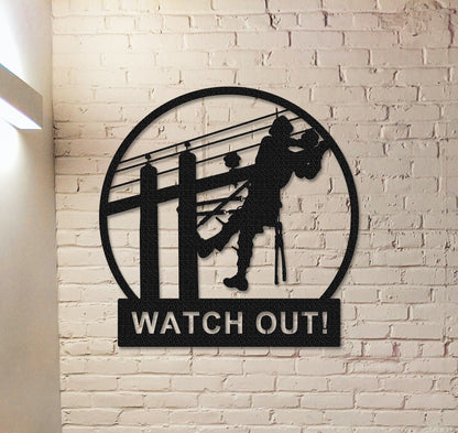 Personalized Lineman Wall art, Custom Lineman Metal Sign, Electrician Gift, Lineman Wall Decor, Line Worker Name Sign, Metal Lineman Art