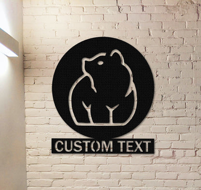 Custom Bear Metal Sign,Bear Wall Art,Cute Bear Sign,Bear Monogram Sign,Personalized Bear Wall Decor,Bear Room Decor,Indoor Outdoor Decor