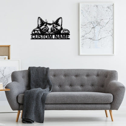 Cat Metal Sign,Cat Wall Art,Custom Cat Name Sign,Pet Lover Gift,Personalized Cat Sign,Cat Wall Decor,Room Decoration,Indoor Decor
