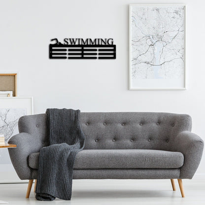 Custom Swimming Medal Holder, Personalized Swimming Name Medal Hanger, Swimming Sport Medal Display Awards Sign