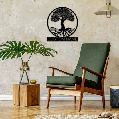 Tree of Life Metal Sign,Custom Family Tree Name Sign, Personalized Tree Of Life Wall Art,Housewarming Gift Anniversary Gift Living Room
