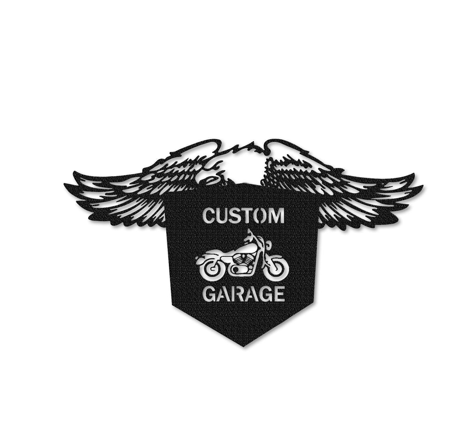 Personalized Eagle Metal Sign,Custom Motorcycle Metal Art,Metal Garage Sign,Men Cave Sign,Fathers Day Gift,Pop's Work Shop Sign,Biker Name