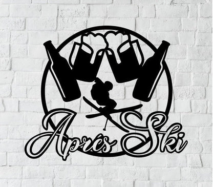 Personalized Apres Ski Sign / Metal Wall Decor / Personalized Skiing Home Decor
