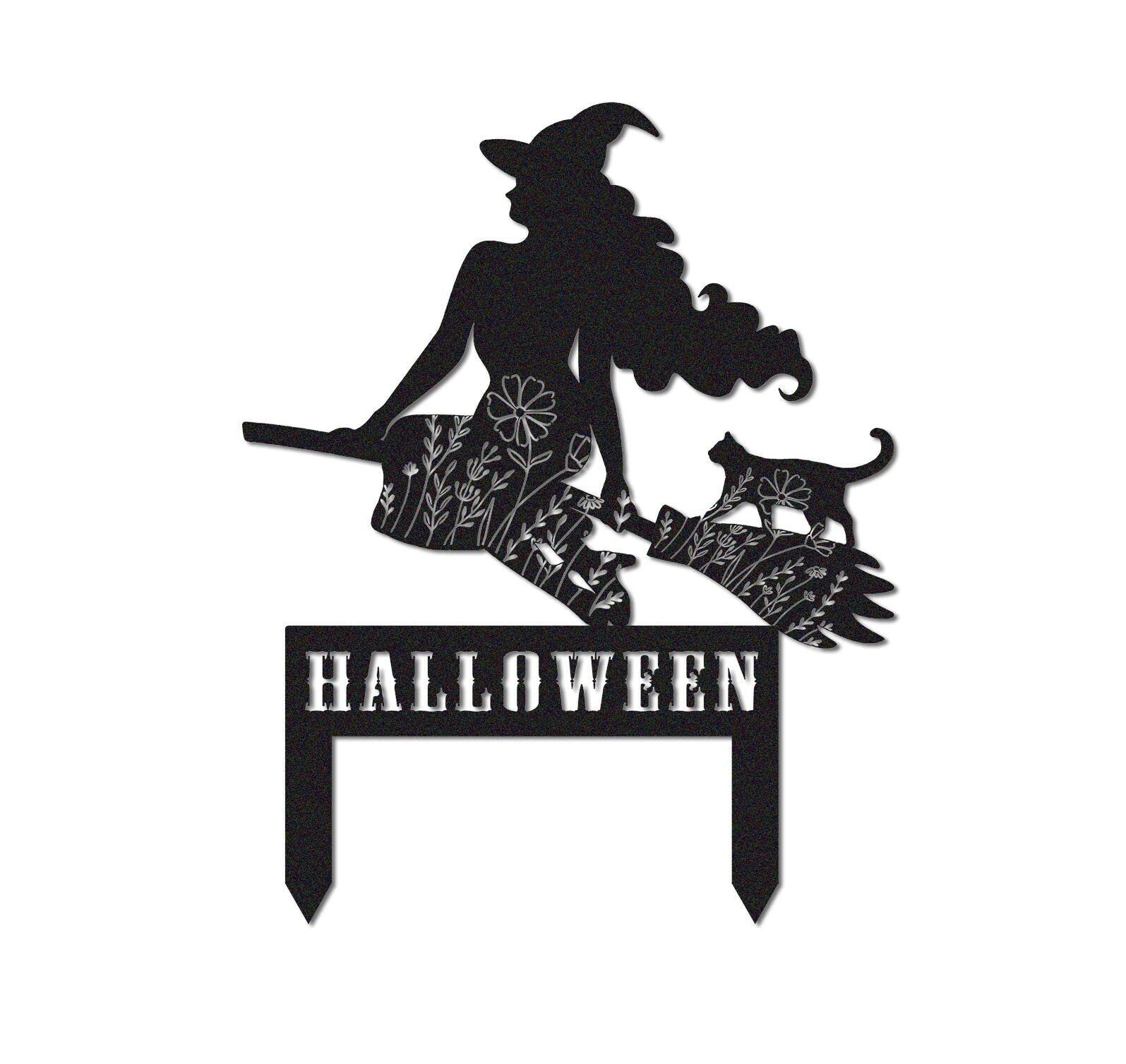Witch Flying on a Broomstick Stake Sign,Custom Halloween Stake Sign,Halloween Gift Personalized,Witch Halloween Decor,Witch on a broom art