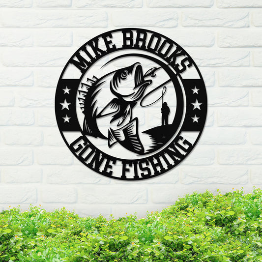 Custom Gone Fishing Sign, Metal Fishing Sign, Fishing Sign, Metal Fish Sign, Metal Fish Decor, Metal Wall Art, Home Decor, Backyard Sign