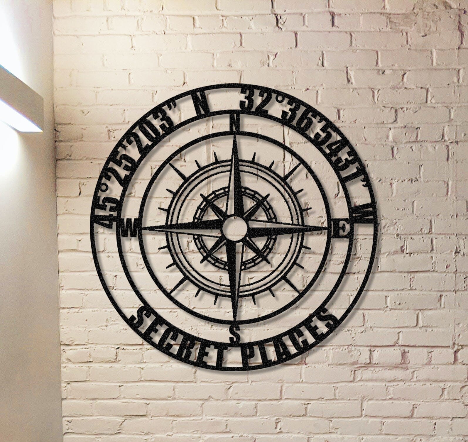 Custom GPS Coordinates Sign,Personalized Coordinates Sign,Nautical Compass Wall Art, Latitude and Longitude Sign,Room Decoration