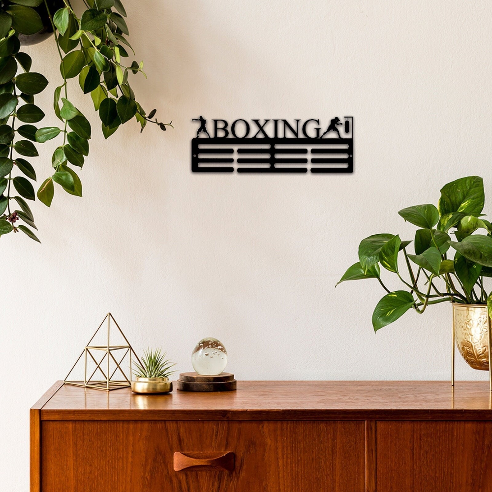 Custom Boxing Medal Hanger Metal Sign,Personalized Boxing Medal Hanger Display,2 Rungs For Medal & Ribbons,Boxing Medal Hanger Wall Art