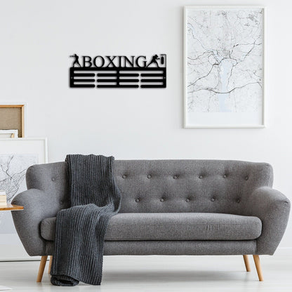 Custom Boxing Medal Hanger Metal Sign,Personalized Boxing Medal Hanger Display,2 Rungs For Medal & Ribbons,Boxing Medal Hanger Wall Art